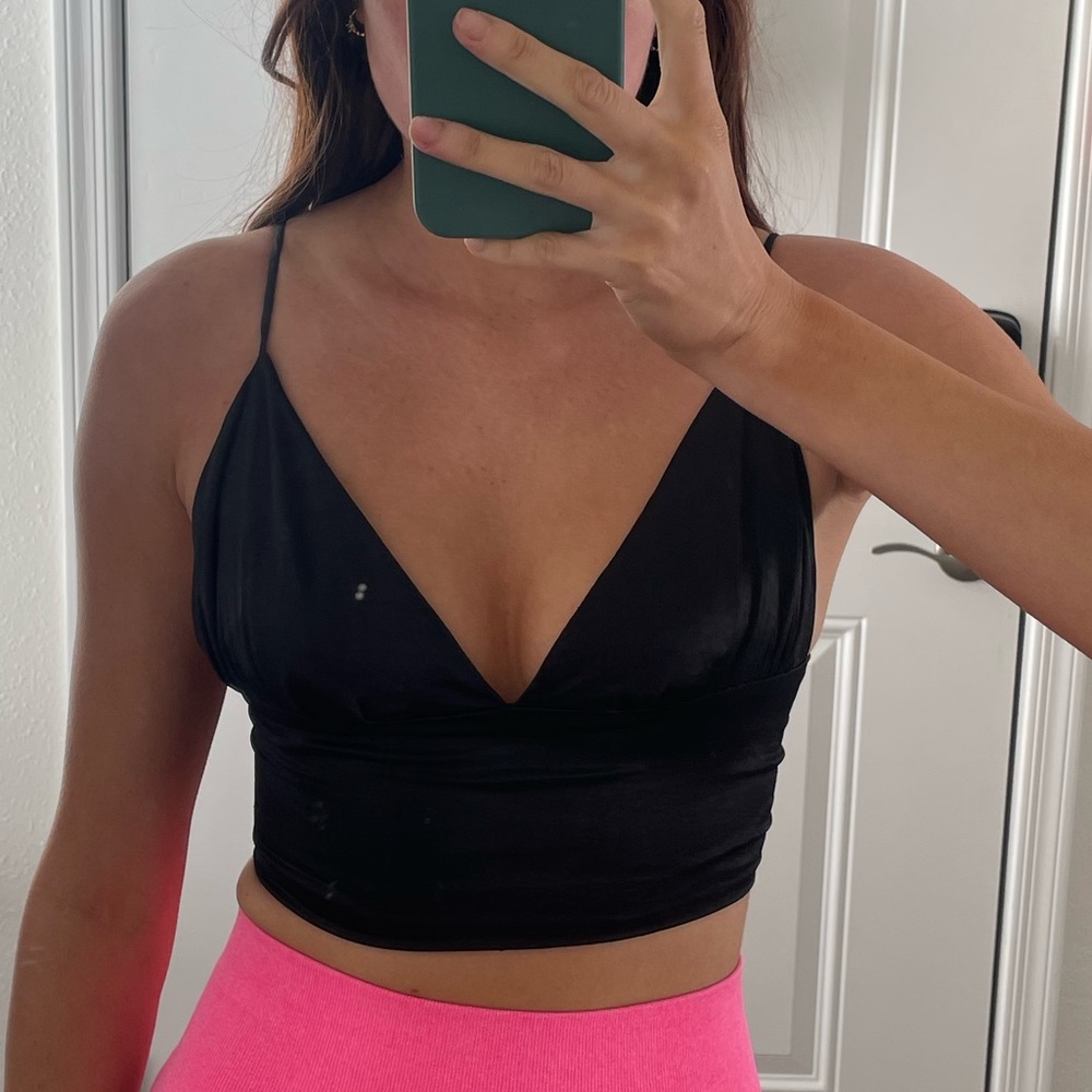 Satin black crop top